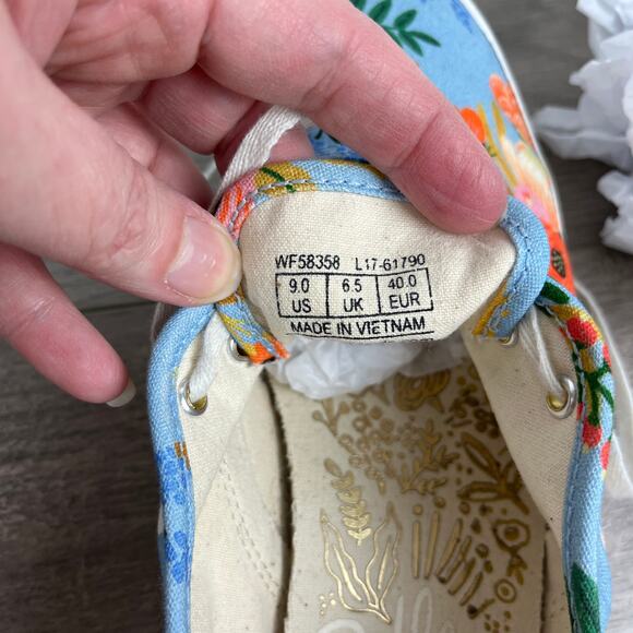 Keds x Rifle Paper Company Blue Lively Floral Sneakers Sz.9 - Picture 11 of 12
